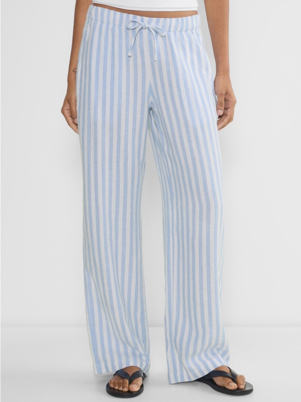 Aritzia The Group Sontag Linen Pant - light blue and white stripes - Picture 2 of 5